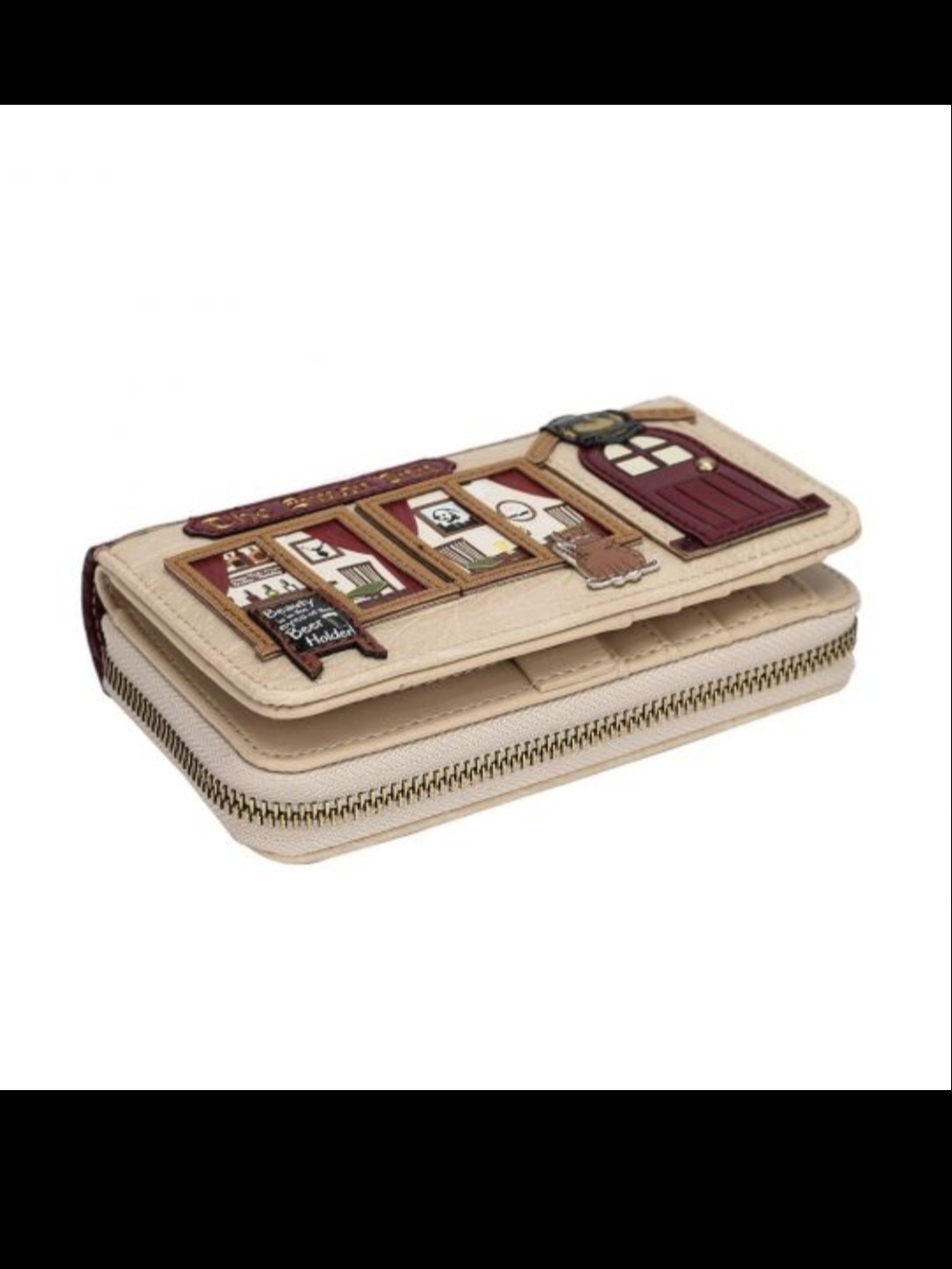 Vendula The Swan Inn Pub Medium Ziparound Wallet - Cream & Burgundy - Picture 3 of 5